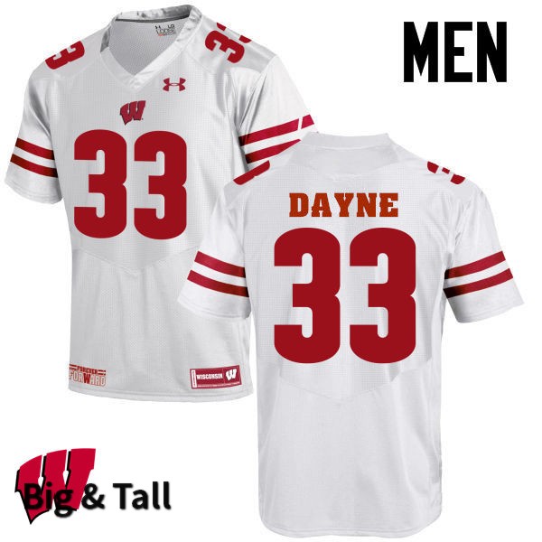 Wisconsin Badgers Men's #33 Ron Dayne NCAA Under Armour Authentic White Big & Tall College Stitched Football Jersey YS40B43QQ